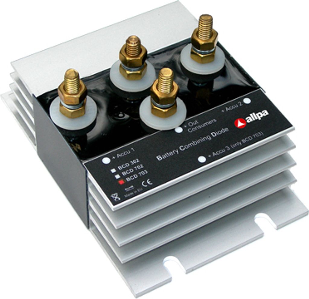 Allpa Batterie Combining Schottky Diode Modell 'Bcd-702', 12/24v (In & Uit), 70a, 2 Batterien