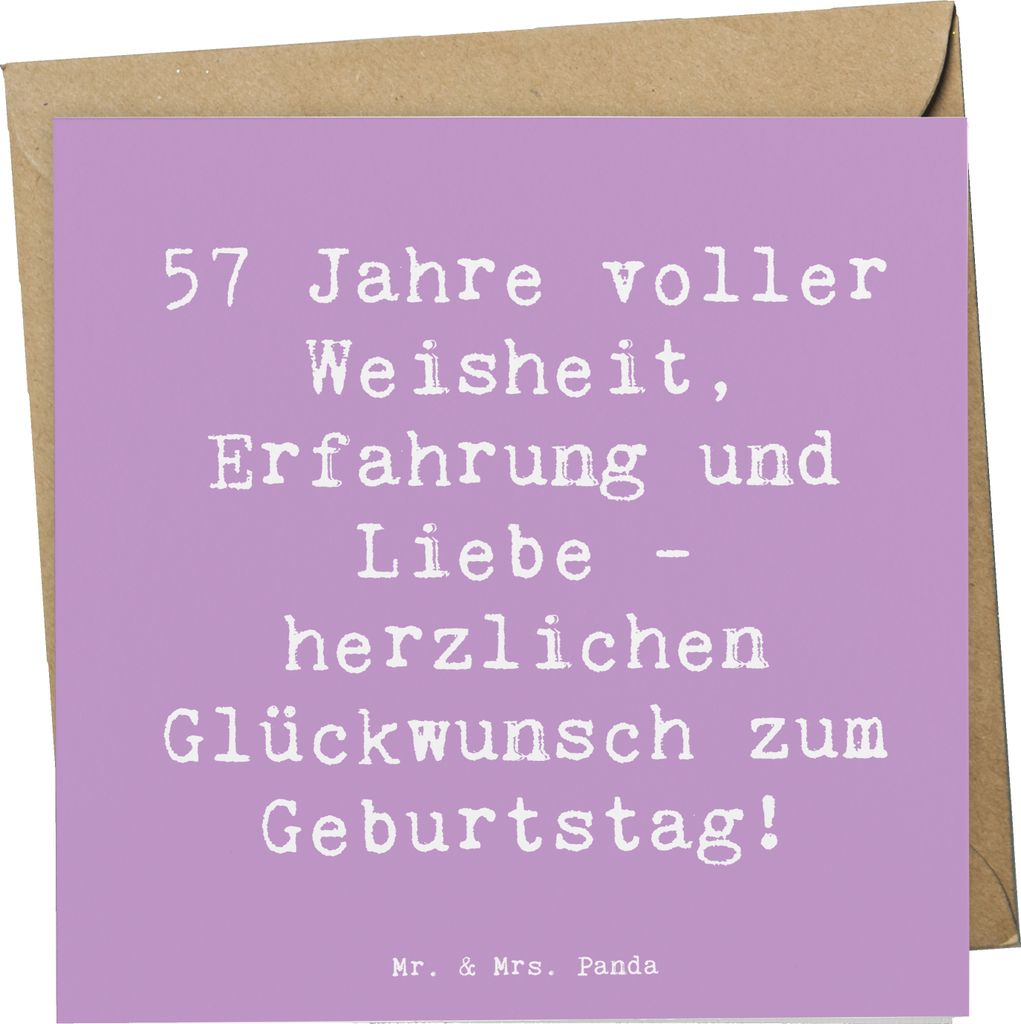 Mr. & Mrs. Panda Grußkarte Spruch 57. Geburtstag - Produktbild 