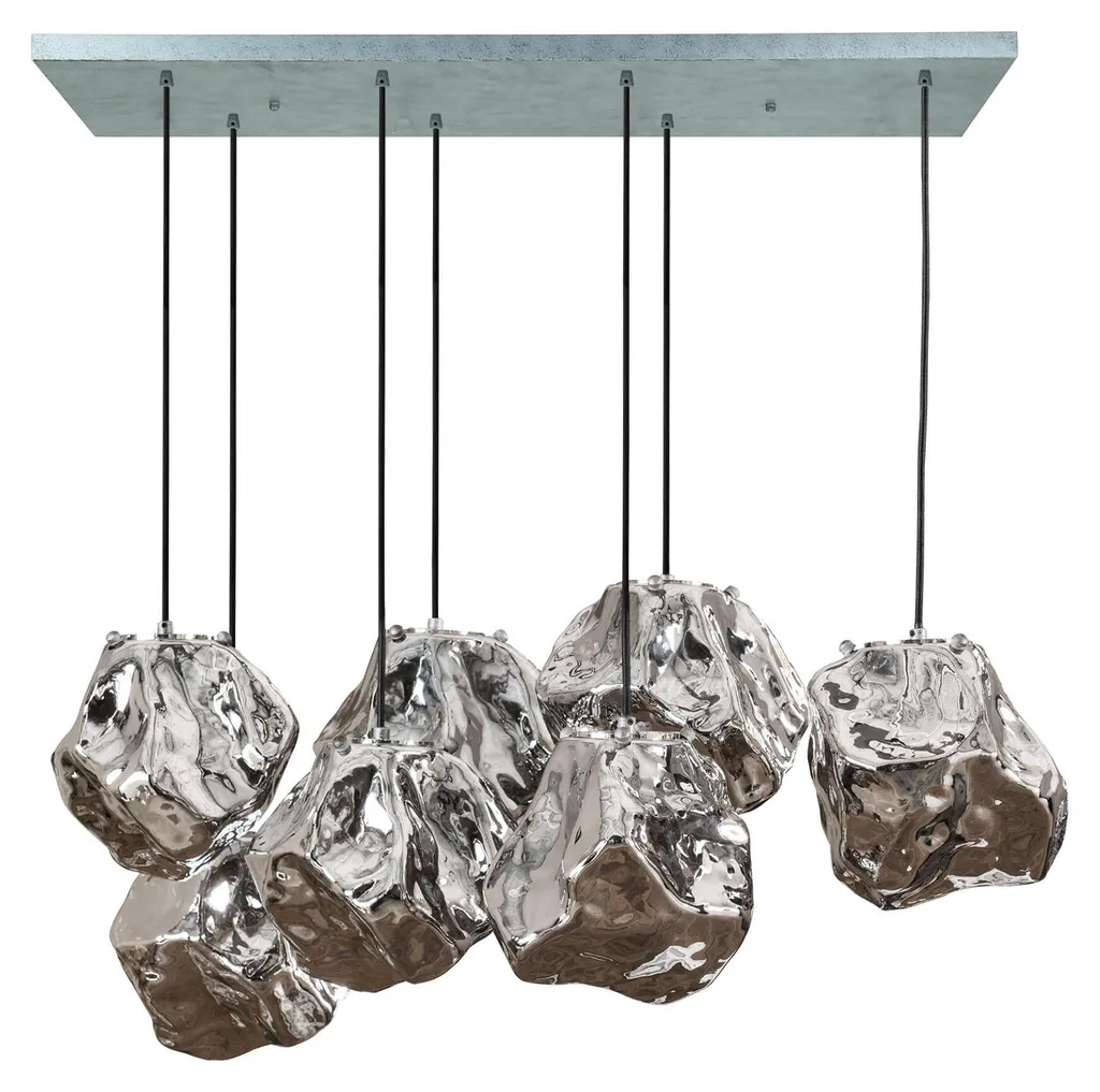 Plafonnier Design Argent 95 cm Rock - Habillez vos Grands Plafonds Noir