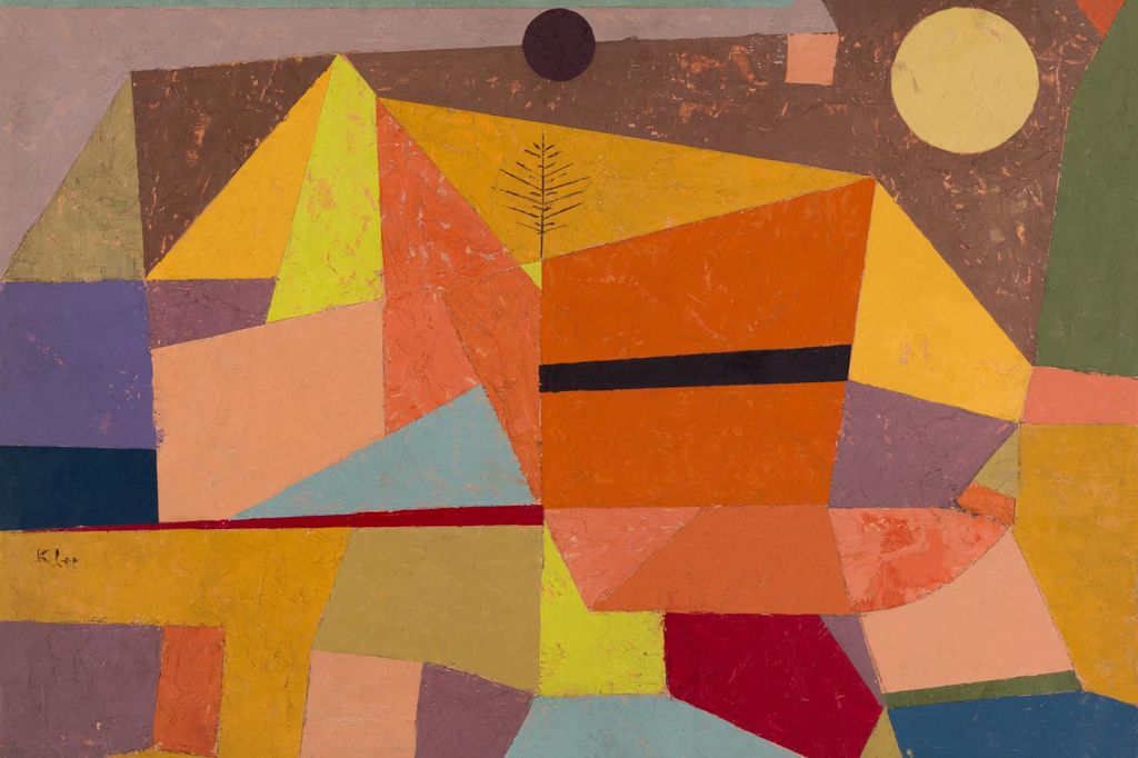 Plakat 60x40cm Heitere Gebirgslandschaft, Paul Klee Vintage Salon