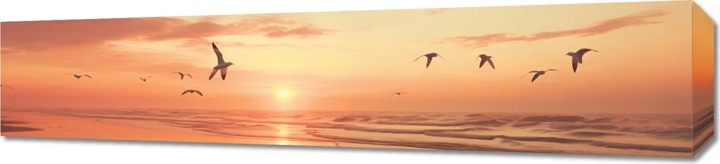 Tableau 90 x 20 cm Havre de paix - Décoration murale panoramique zen