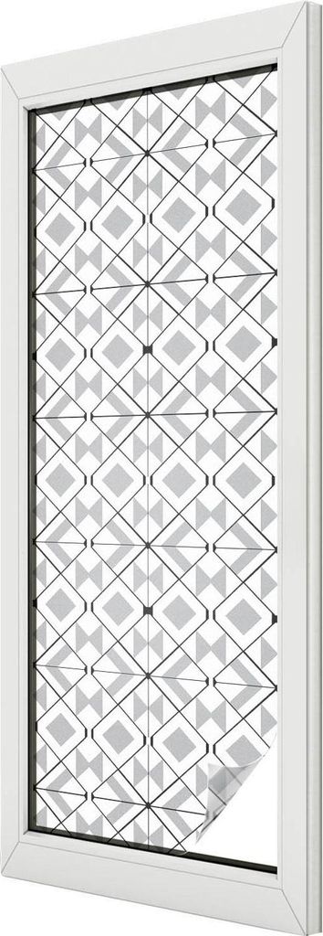 Buntglas Fensterfolie – 146x50 cm – Stained-Glass Design – blickdichte dekorative Sichtschutzfolie – selbstklebend, UV-Schutz – Geometris...