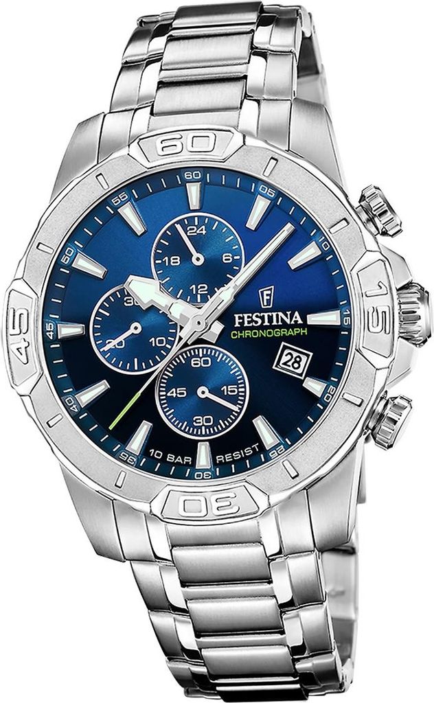 Festina Herrenuhr Timeless Chronograph Armbanduhr Edelstahl silber D2UF20704/4