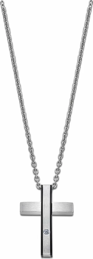 Bijou collier homme croix Lotus en acier poli argenté pour un look chic