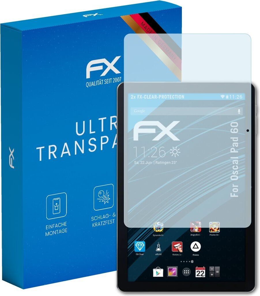 atFoliX FX-Clear 2x Schutzfolie kompatibel mit Oscal Pad 60 Displayschutzfolie