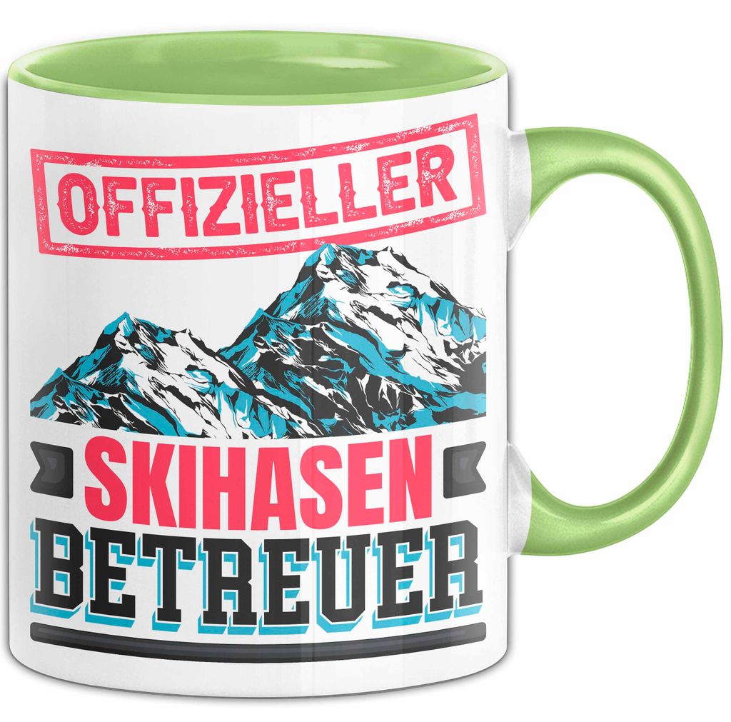 Ski Tasse Geschenk Grafik Offizieller Skihasen Betreuer Becher (Grün)