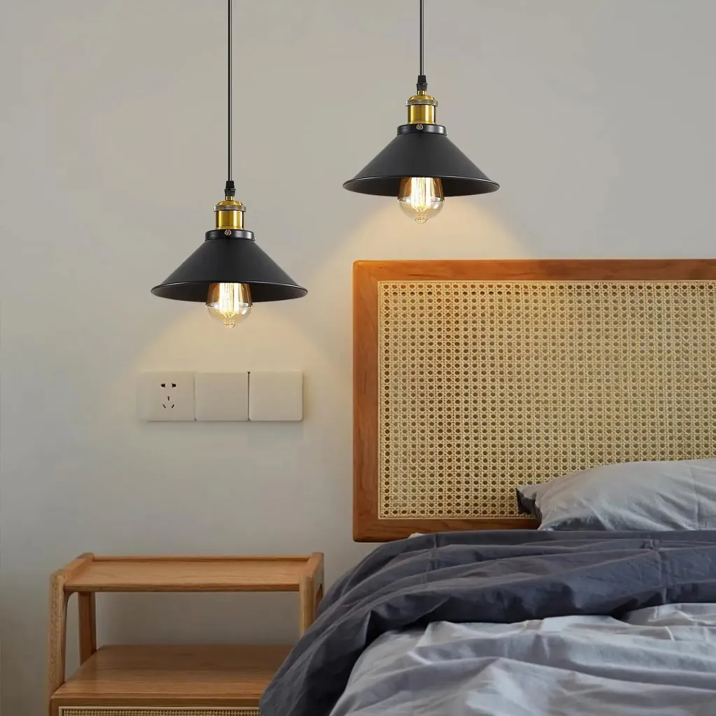 Luminaire de plafond rétro noir solution éclairage 15m² métal E27 - 4