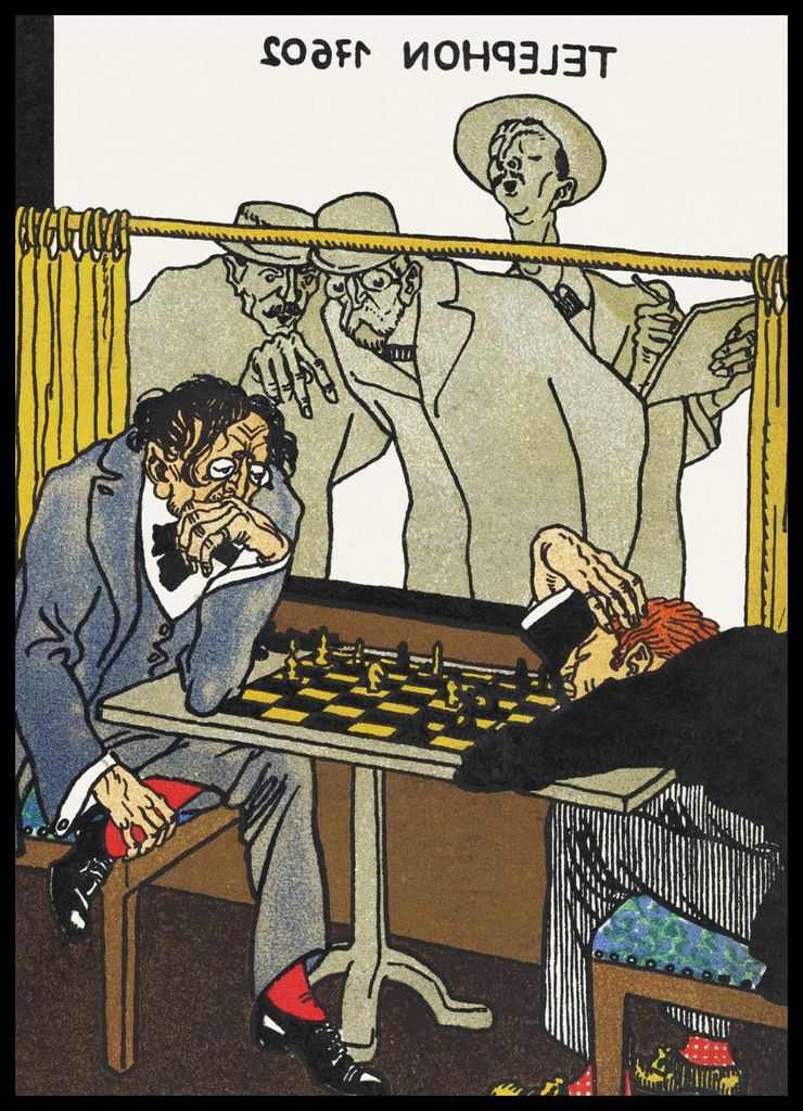 Poster 50x70cm Schachspieler, Moriz Jung Vintage für das Wohnzimmer