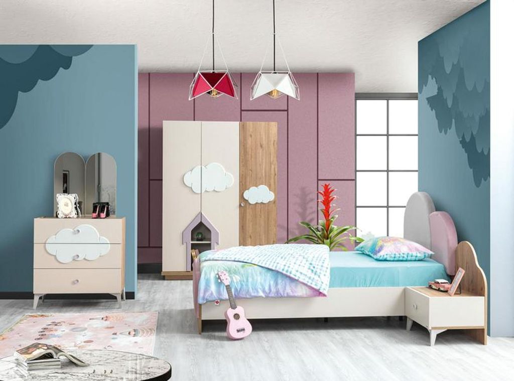 Kinderzimmer Set Kinderbett Nachttisch Kommode Kleiderschrank Modern Möbel