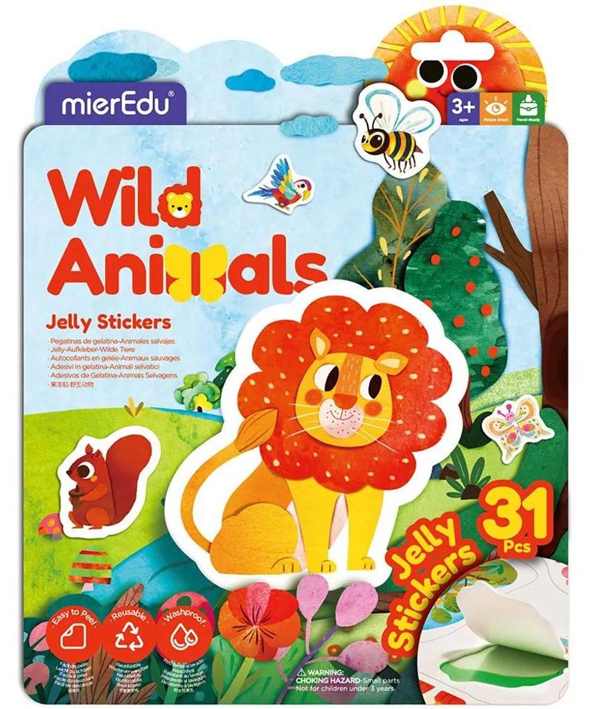 Mieredu wilde Tiere Sticker Set - kreative Jelly Aufkleber Spielzeug