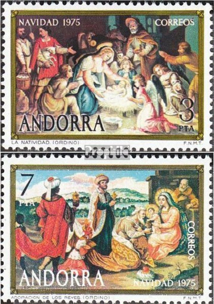 Briefmarken Andorra - Spanische Post 1975 Mi 99-100 (kompl.Ausg.) postfrisch Weihnachten