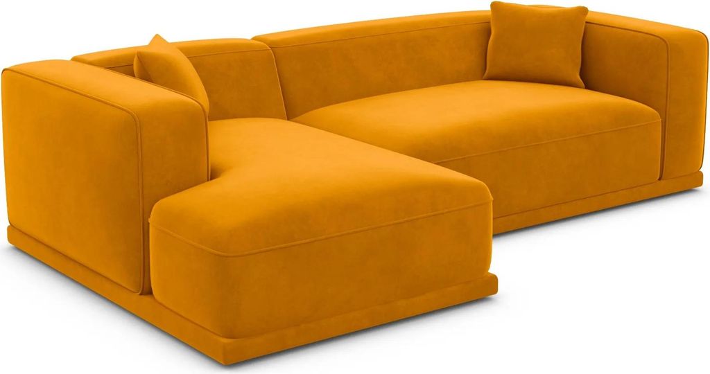 Samtstoff L-Form Sofa Diora Senf Links