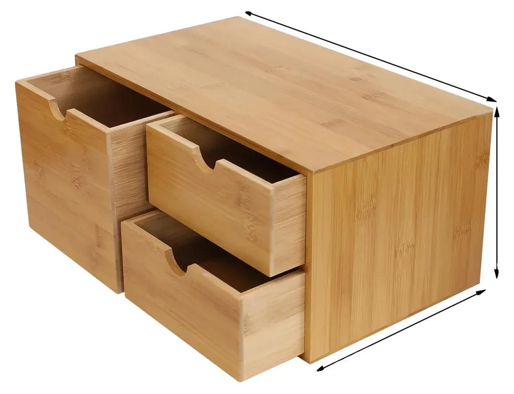 Organiseur de bureau en bambou 3 tiroirs pour ranger vos fournitures DIY