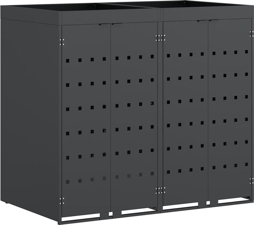 vidaXL Wagenmüllbehälter für 2 Behälter Anthrazit