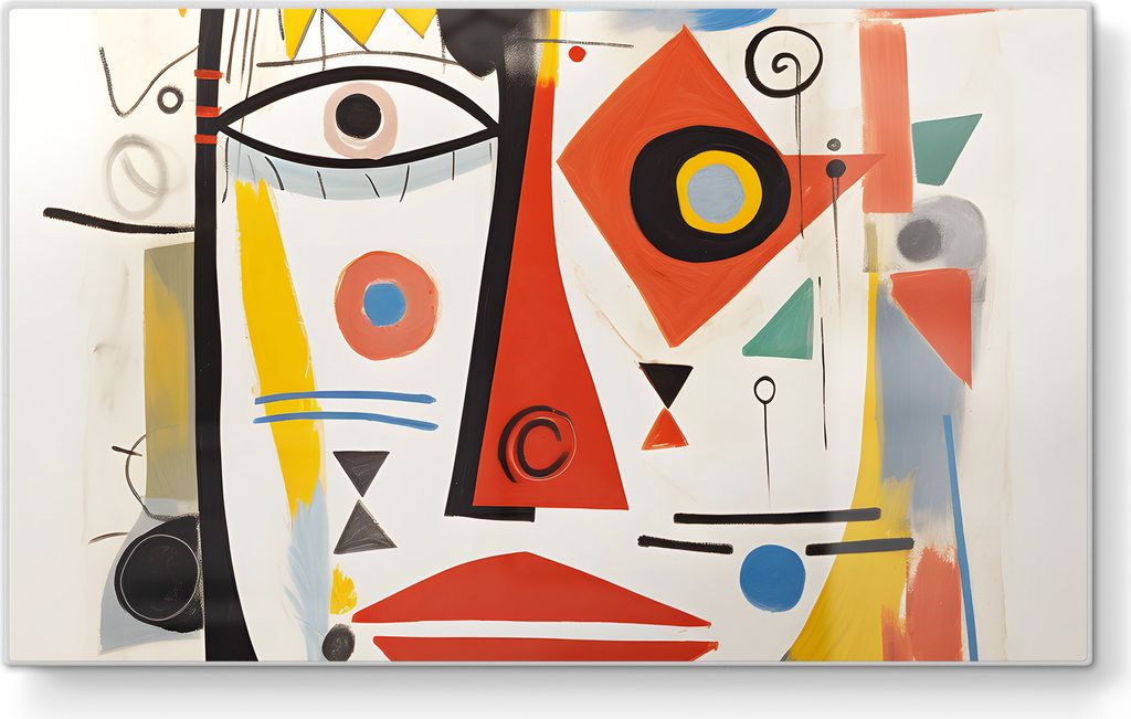 DEQORI Frühstücksbrett Glas 23x14 cm 'Abstrakte Visage' Schneidebrett Schneideplatte