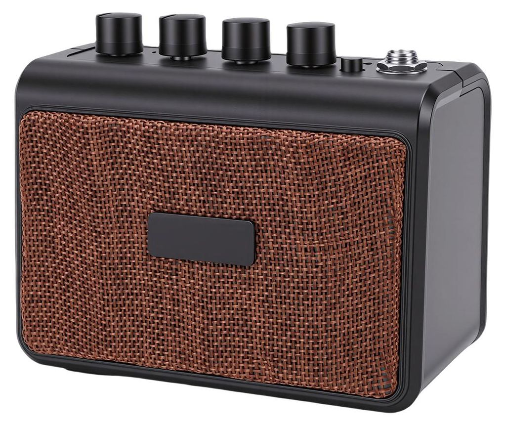Tragbarer Gitarrenverstärker, 10 W, Bluetooth-Lautsprecher, 2 Kanäle (Clean und Distortion), AUX-Eingang, Kopfhöreranschluss, wiederaufladbar, g...