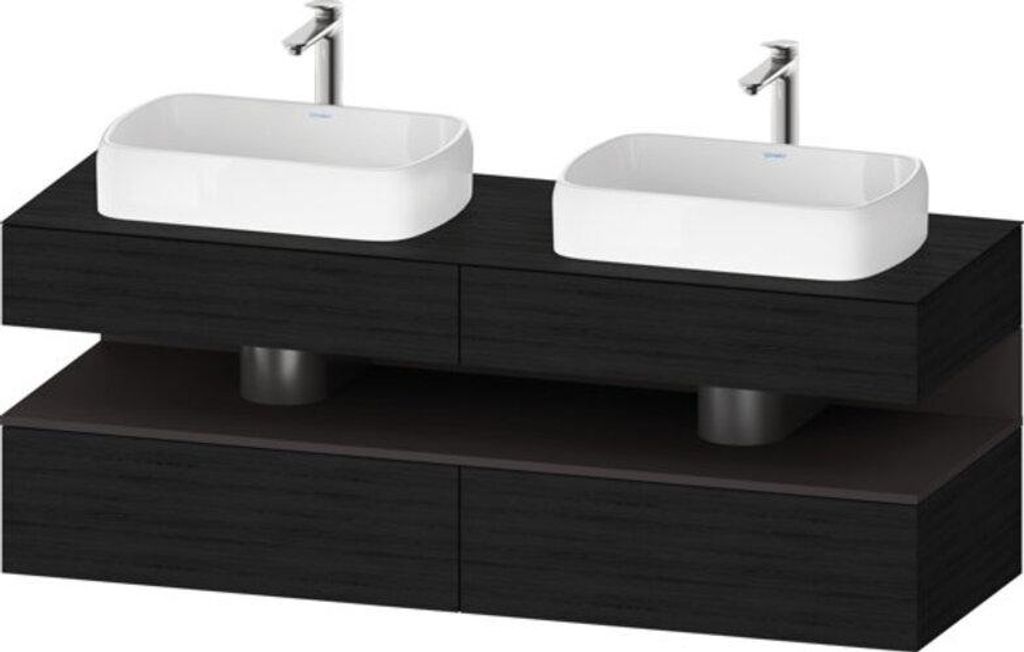 Duravit Qatego Konsolenwaschtischunterbau, 2 Auszüge, 2 Schubkästen, 2 Ausschnitte, 1600x550x600mm, Nische Graphit Supermatt, QA4779080160010