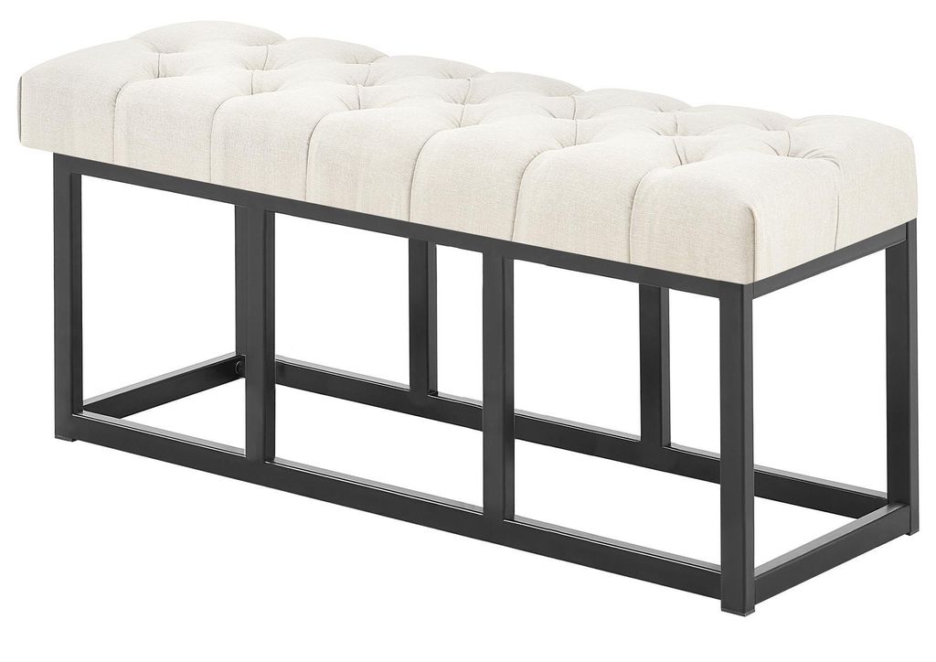 CLP Sitzbank Amun Stoff mit schwarzem Metallgestell,creme 100 cm