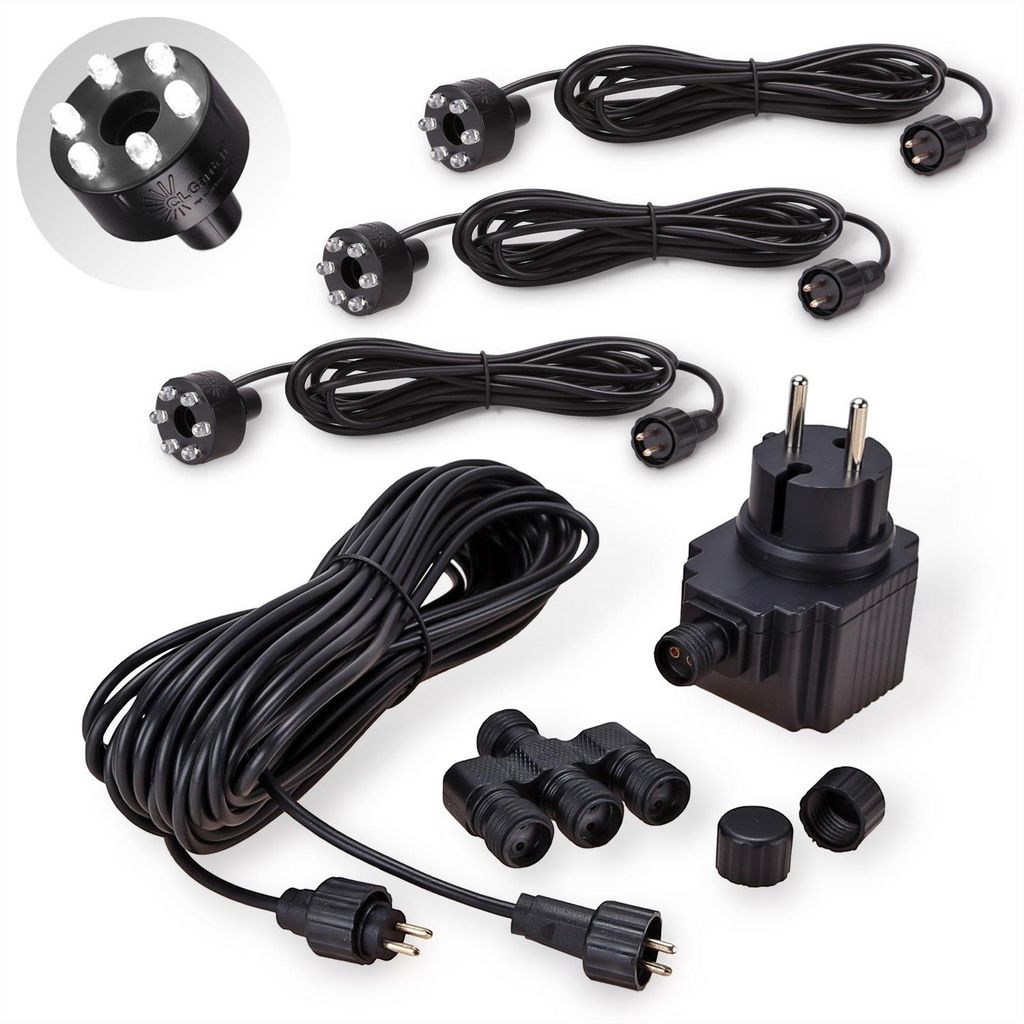 CLGarden 3 LED Ringe kalt weiß Brunnenbeleuchtung Set inkl. Produktbild 