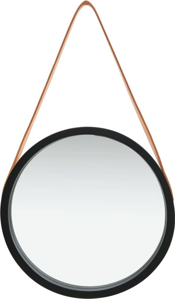 vidaXL Wandspiegel mit Gürtel 40 cm Schwarz