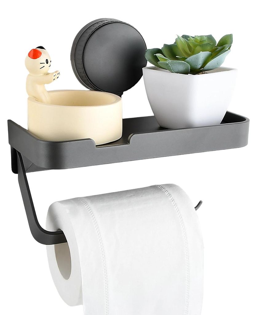 Toilettenpapierhalter ohne Bohren, mit Ablage, Edelstahl und multifunktional, Toilettenpapierhalter für das Badezimmer, Toilettenpapierhalter, Wan...