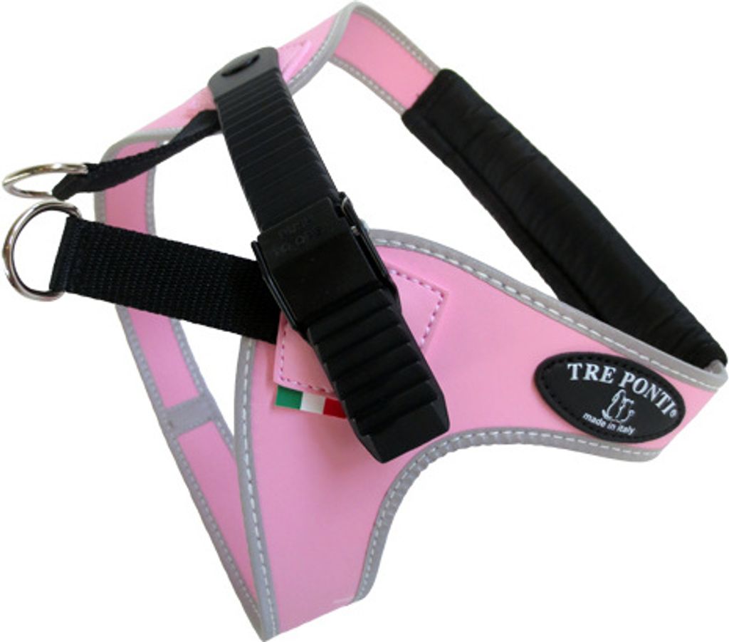 Tre Ponti Geschirr Easy Fit Micro Trim mit reflektierenden Rand rosa 52 - 61 cm bis ca. 14 kg