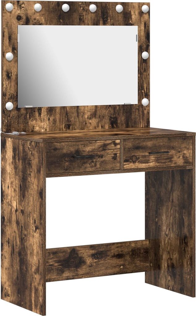 Möbel Schminktisch mit LED-Leuchten Räuchereiche 78,5x41x135 cm - Schminktische 865032
