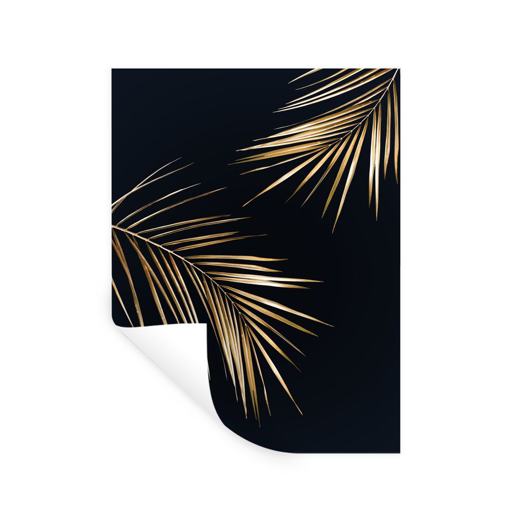 MuchoWow Wandtattoo Wandsticker Wandaufkleber Blätter - Pflanzen - Gold - Schwarz - Luxus 30x40 cm Selbstklebend und Repositionierbar - Sticker ...