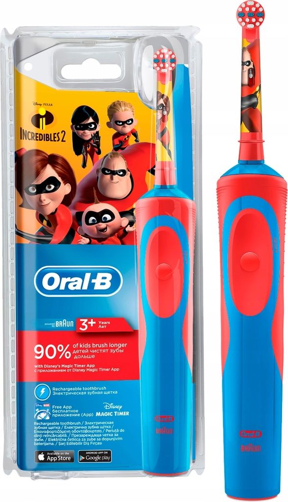 Oral-B | Elektrische Zahnbürste - D12 Vitality Kids - The Incredibles - Effektive Reinigung - Spaß für Kinder