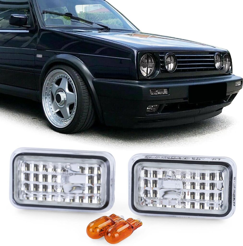 Klarglas Seitenblinker Chrom für VW Golf 1 2 Polo 86C Jetta Corrado Scirocco