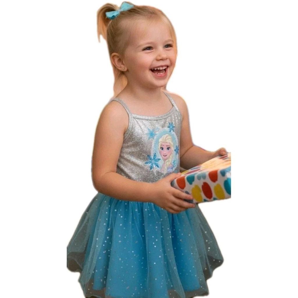 Disney Elsa Eiskönigin Kleid Gr. 104-134 Sommerkleid Tüllkleid Kostüm Geburtstag blau