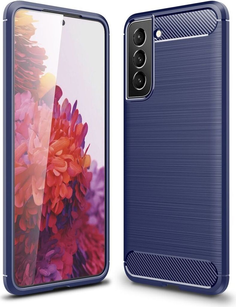 Handyhülle Schutzhülle Case Cover Tasche Carbon Backcover, Farbe:Blau, Modell wählen:Samsung Galaxy S22 Plus 5G