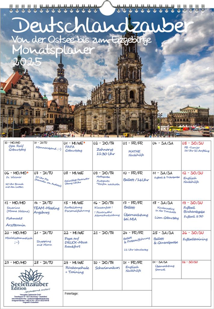 Reisezauber Deutschland Von der Ostsee zum Erzgebirge Planer DIN A3 Kalender für 2025 Urlaub Küste Meer- Seelenzauber