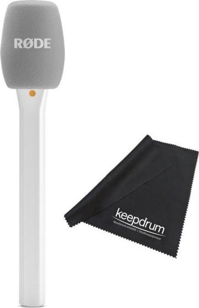 Rode Interview Micro Handadapter für Wireless Micro Weiss mit Tuch