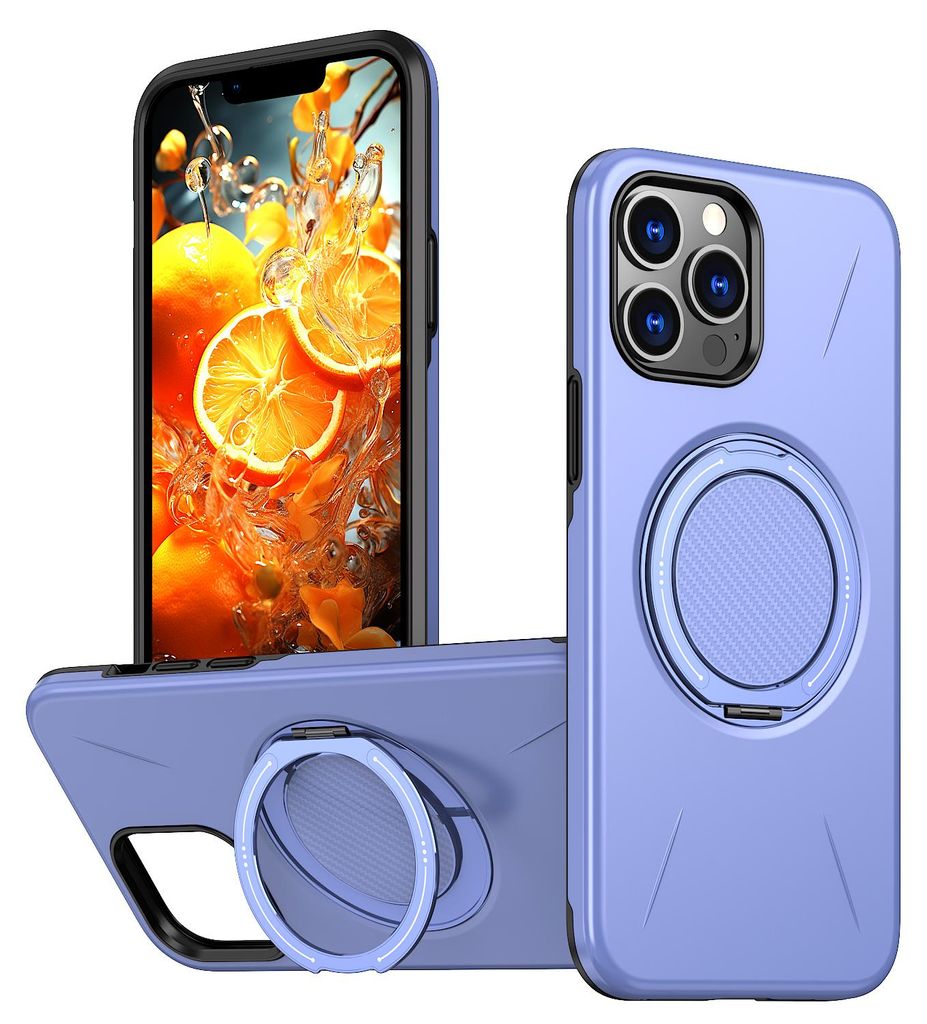 Magnetisch Hülle für iPhone 12 Pro/iPhone 12, Stoßfeste Weich TPU und Hard PC Schutzhülle mit Ringhalter Ständer Lila