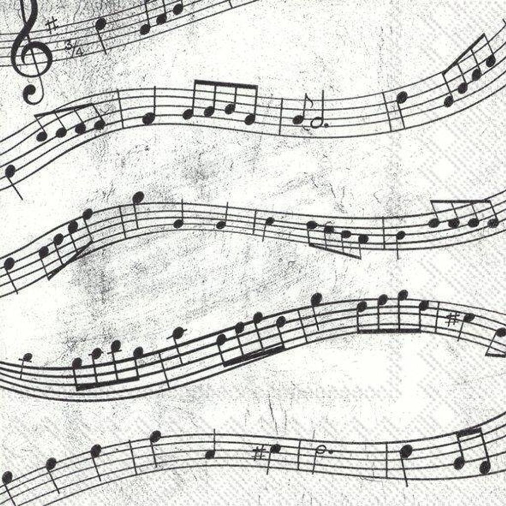 20 Cocktail Servietten Musik und Noten 24cm