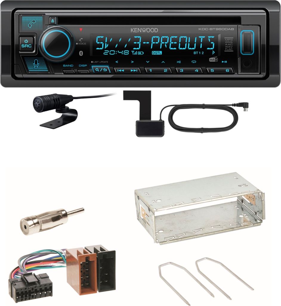 Kenwood KDC-BT960DAB Bluetooth DAB USB Einbauset für Renault Clio 1 2 Twingo