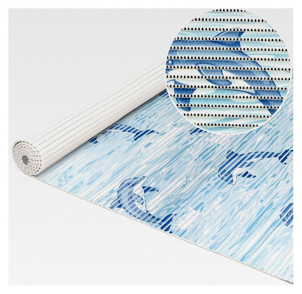 Weichschaummatte Badematte Dusche WC Vorleger Teppich Antirutsch Delfine Blau Maritim 100x130cm