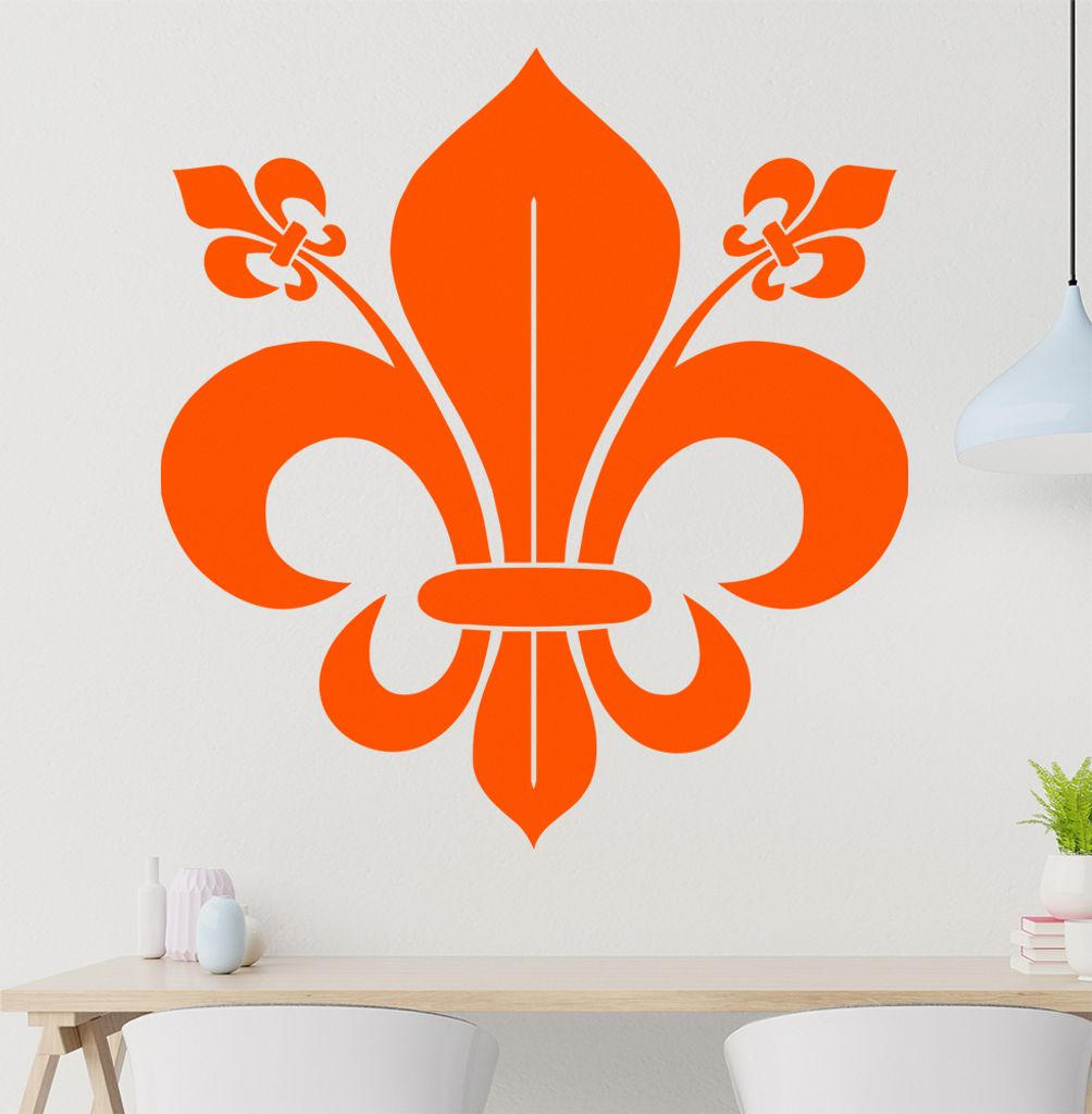 französische Lilie Wandtattoo in 6 Größen - Wandaufkleber Wall Sticker - Dekoration, Küche, Wohnzimmer, Schlafzimmer, Badezimmer