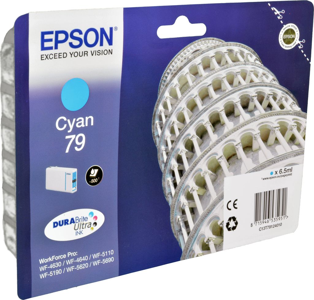Epson Tower of Pisa Tintenpatrone 79 Cyan, Standardertrag, Produktbild 