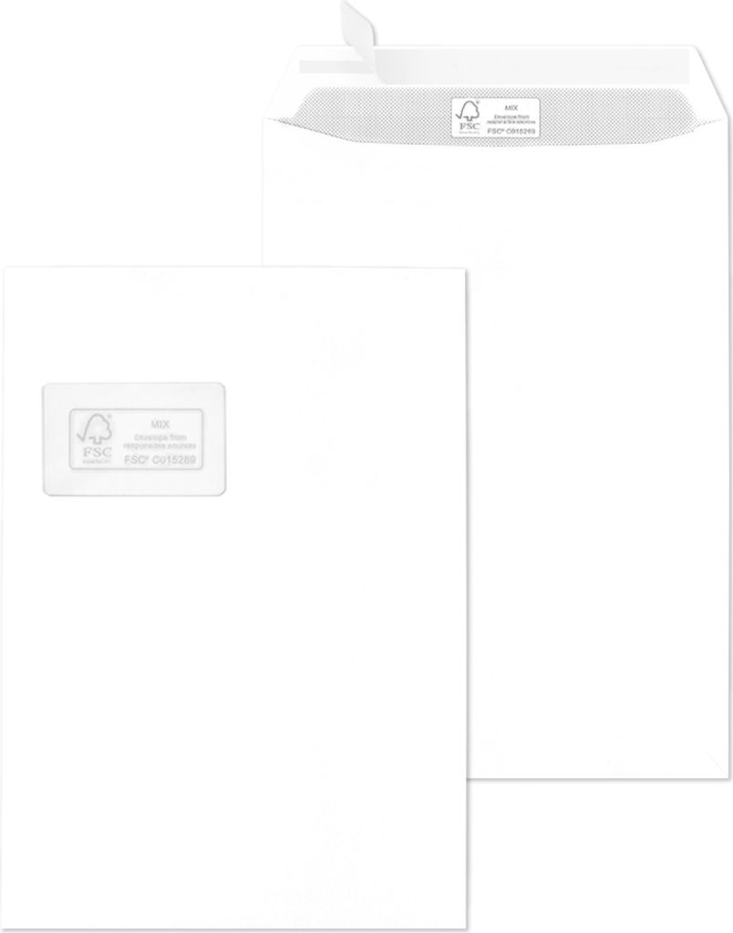 MAILmedia Versandtasche DIN C4 mit Fenster weiß 250 Versandtaschen