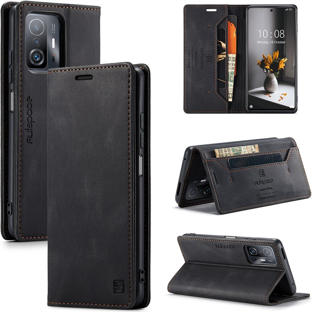 Xiaomi 11T Brieftasche Hülle, Retro Kunstledertasche Stand Produktbild 