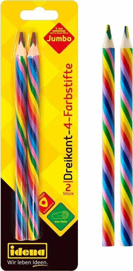 Idena 4-Farbstifte Jumbo dreikant 2er Produktbild 