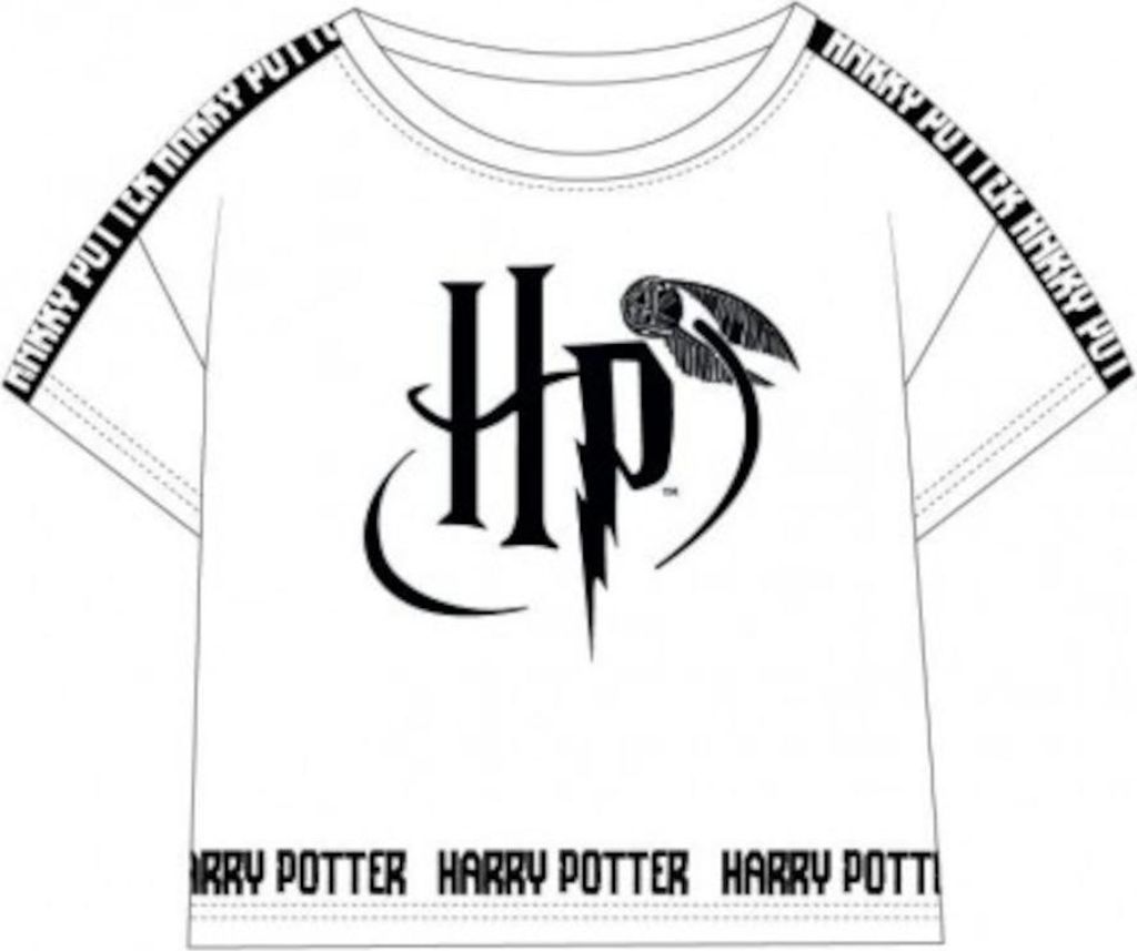 Kurzärmeliges T-Shirt für Mädchen mit Harry Potter Print | weiß,158