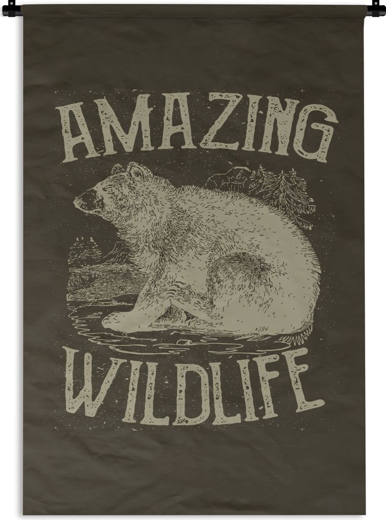 MuchoWow Wandteppich Wandbehang Jahrgang - Bär - Natur 60x90 cm Tapisserie Dekoration Wandtuch - Foto-Teppich - Abwaschbar