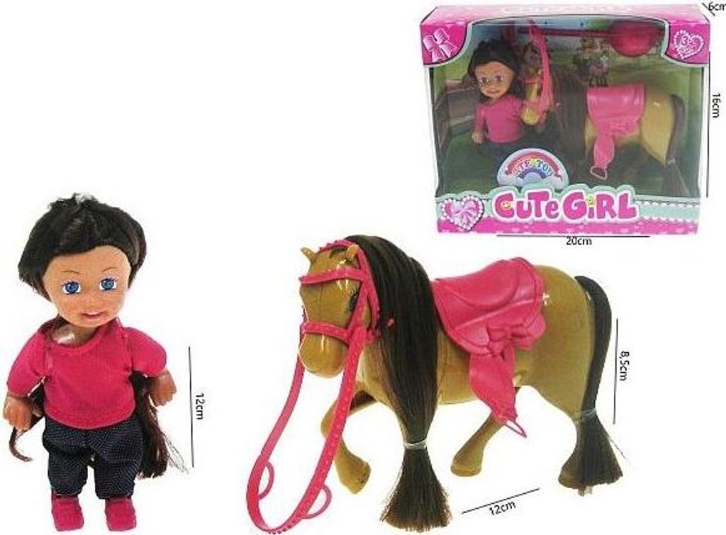 Puppe 12cm mit Pferd HLI02 46113