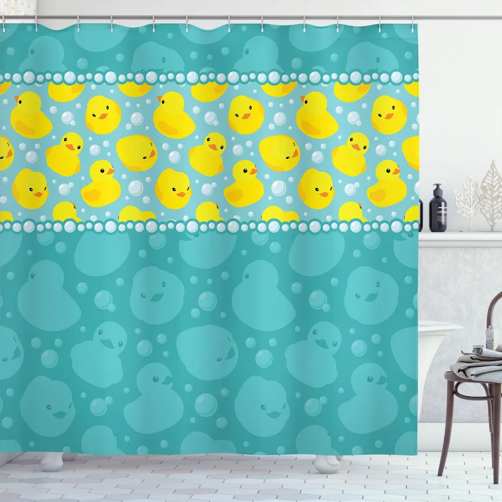 ABAKUHAUS Rideau de Douche Canard en Caoutchouc 175x240 cm Bleu Sarcelle