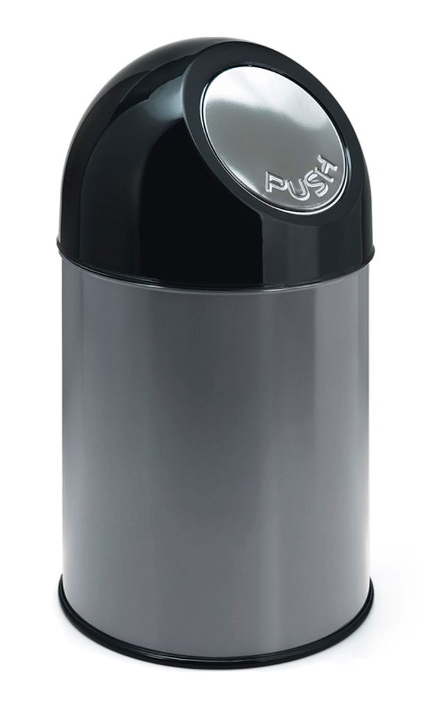Abfallbehälter Kunststoff mit Pushdeckel 30 Liter metallic, schwarz (31004140)