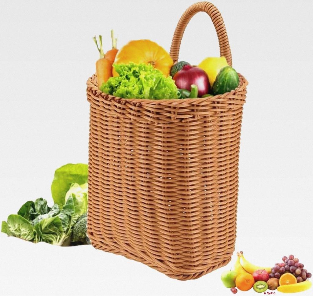 Geflochtene Hängende Körbe, Dekoratives Aufbewahrungskorb, Obst und Gemüse Korb, Handgefertigte Wandkorb Organizer für Regal, Wand, Tür, Balko...