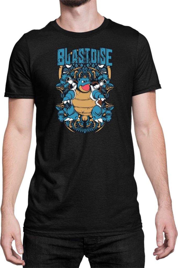 Herren T-Shirt Japan Anime Manga Pokemon Blastoise, Man L / Schwarz